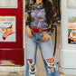 Light Wash High Rise Trouser Distressed Jeans