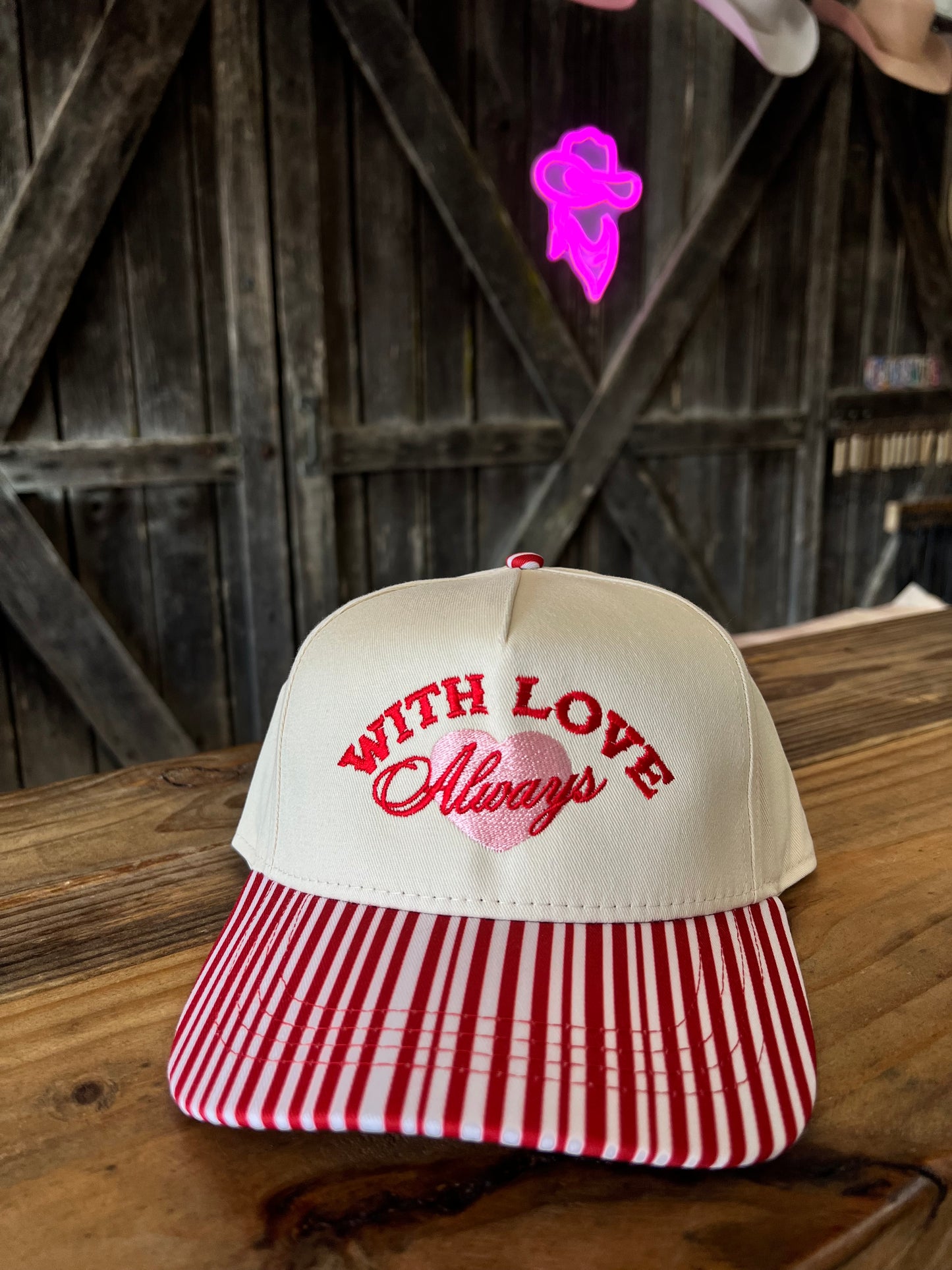 With Love Always Striped Valentines Day Hat