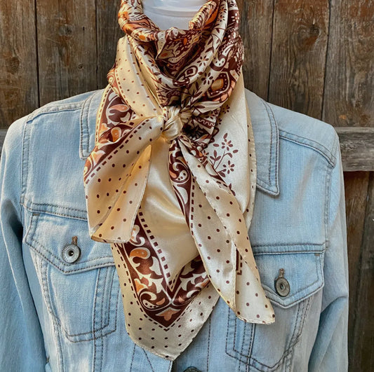 Tan Brown/Polka Dot & Paisley Wild Rag/Scarf ✨