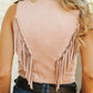 Soft Pink Suede Fringe Top