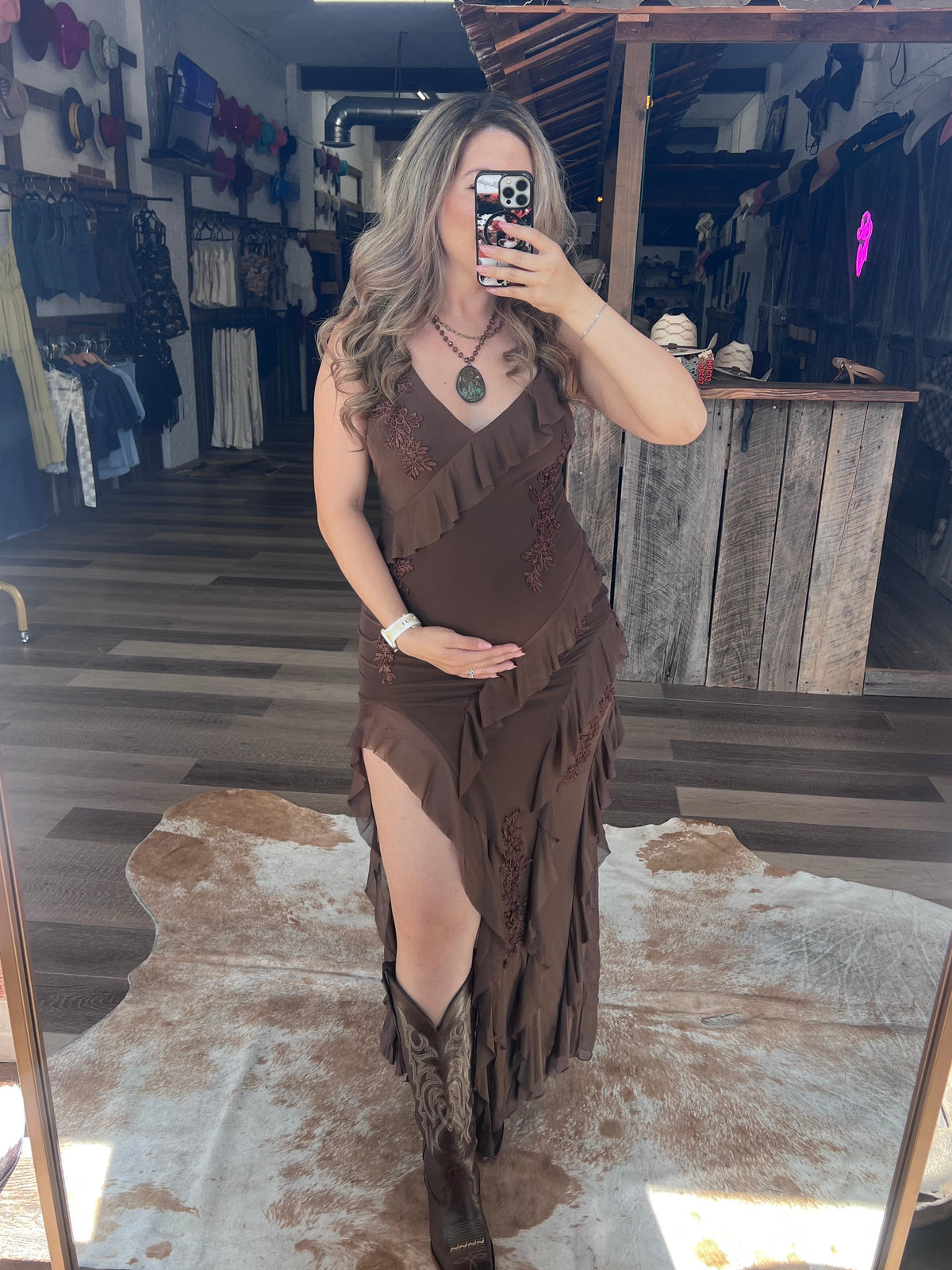 The Mocha Ruffle Dress
