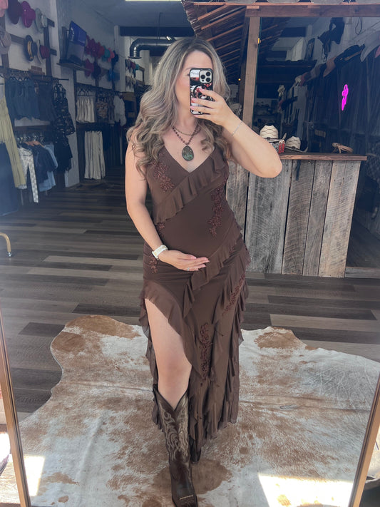 The Mocha Ruffle Dress
