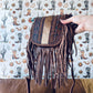 Montana West Genuine Leather Tooled Collection Fringe Crossbody Bag