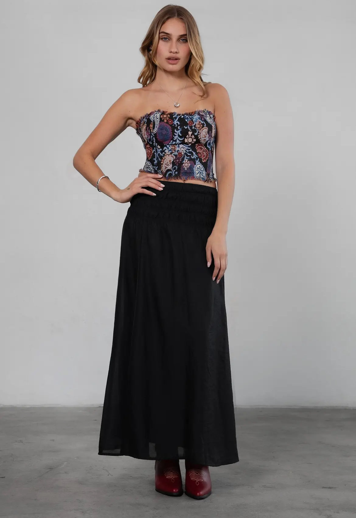 Multi Color Distressed Corset Top