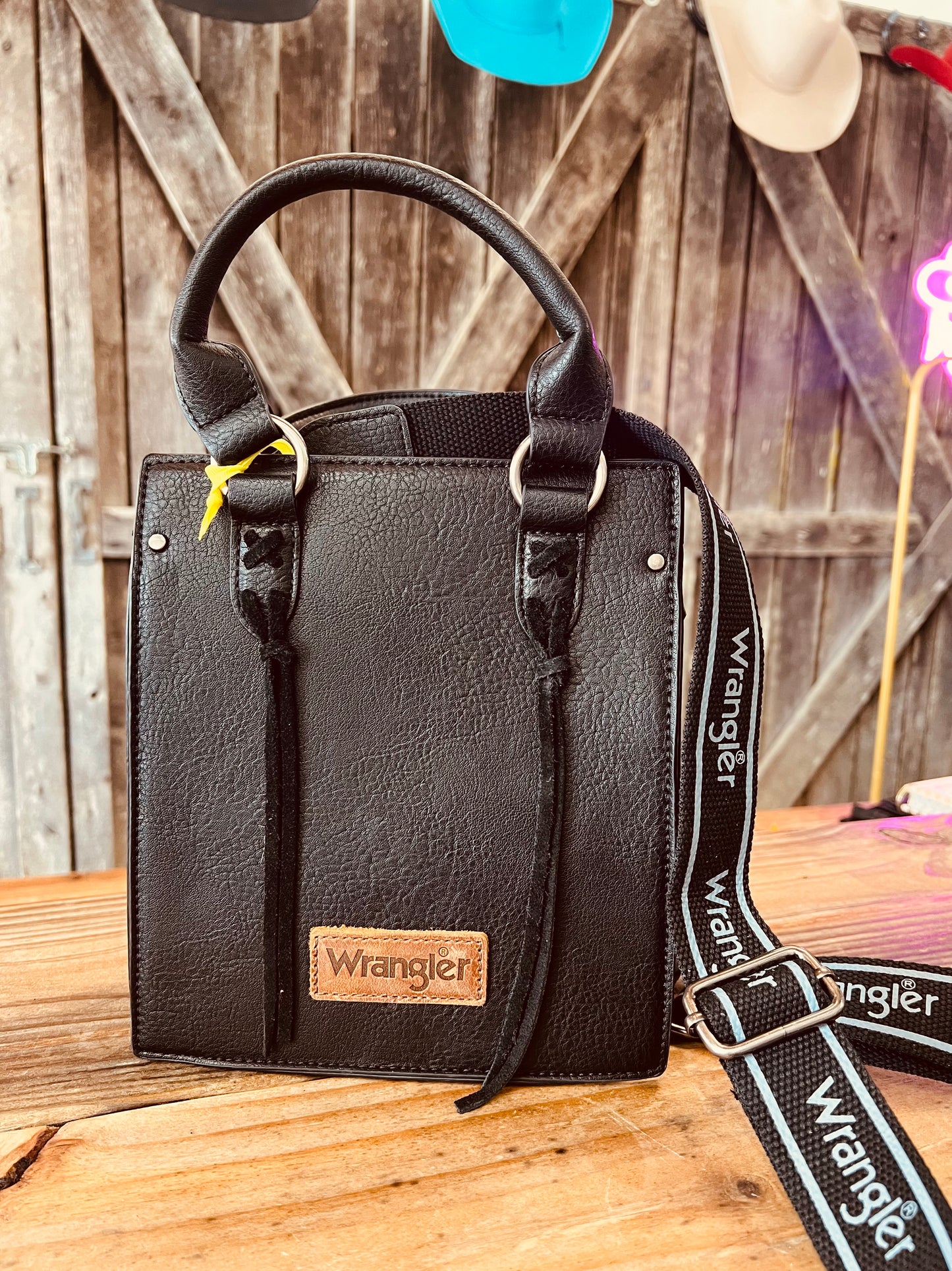 Mini Black Wrangler Tote Crossbody Bag