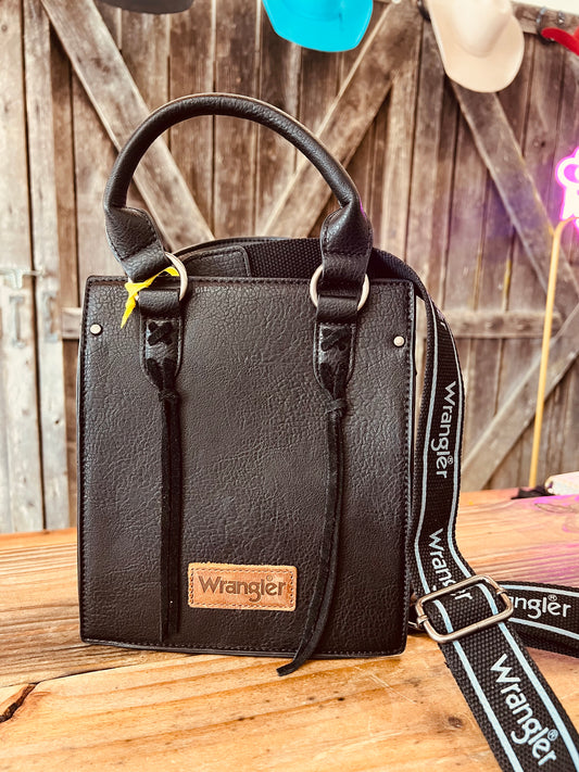 Mini Black Wrangler Tote Crossbody Bag