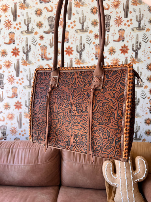Montana West Tooled Concealed Carry Tote