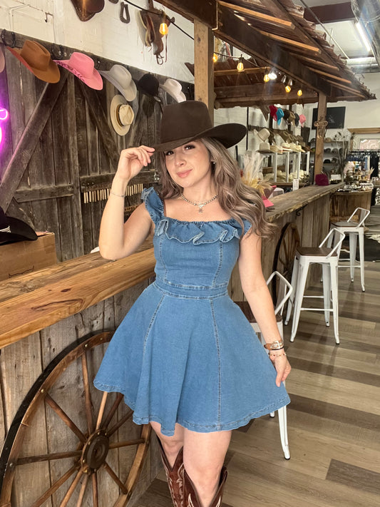 Denim Ruffled Dress