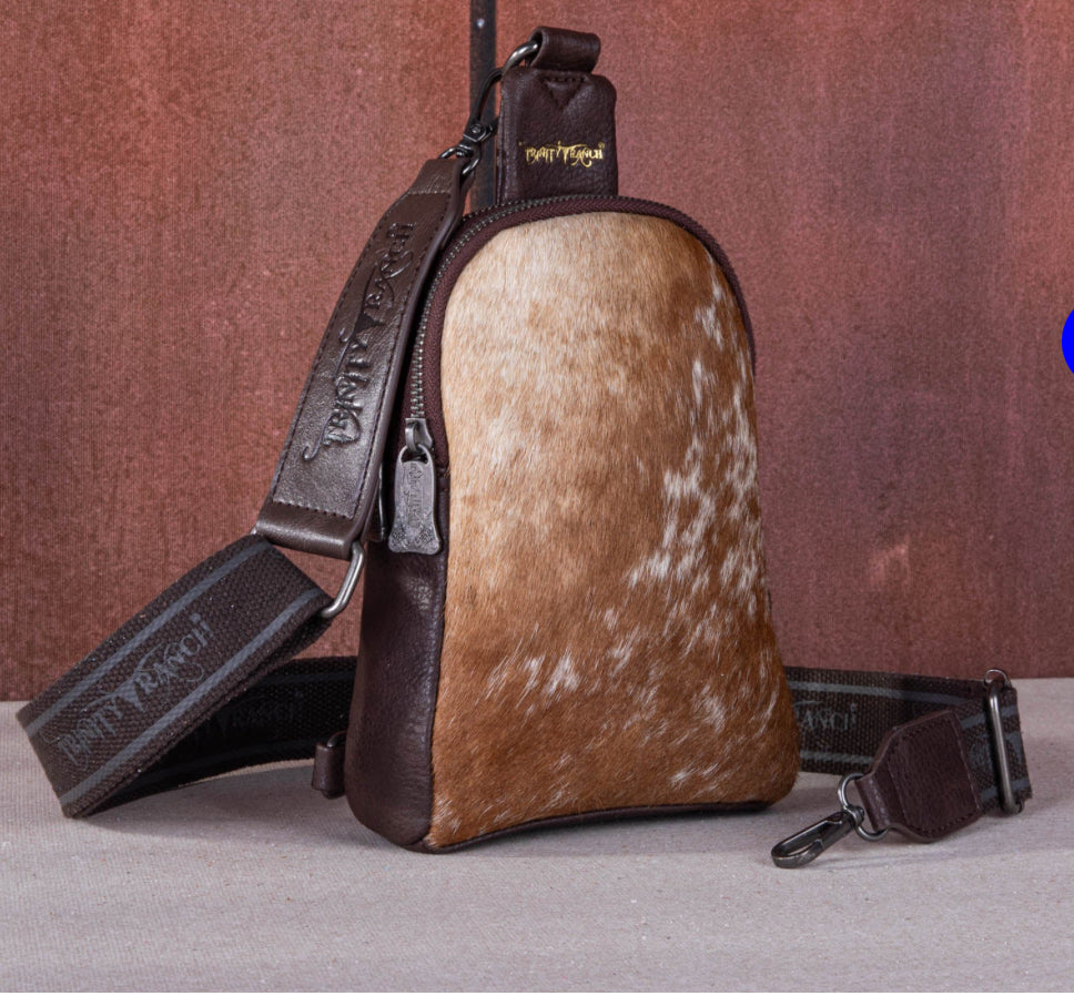 Trinity Ranch Genuine Hair-On Cowhide Collection Sling Bag