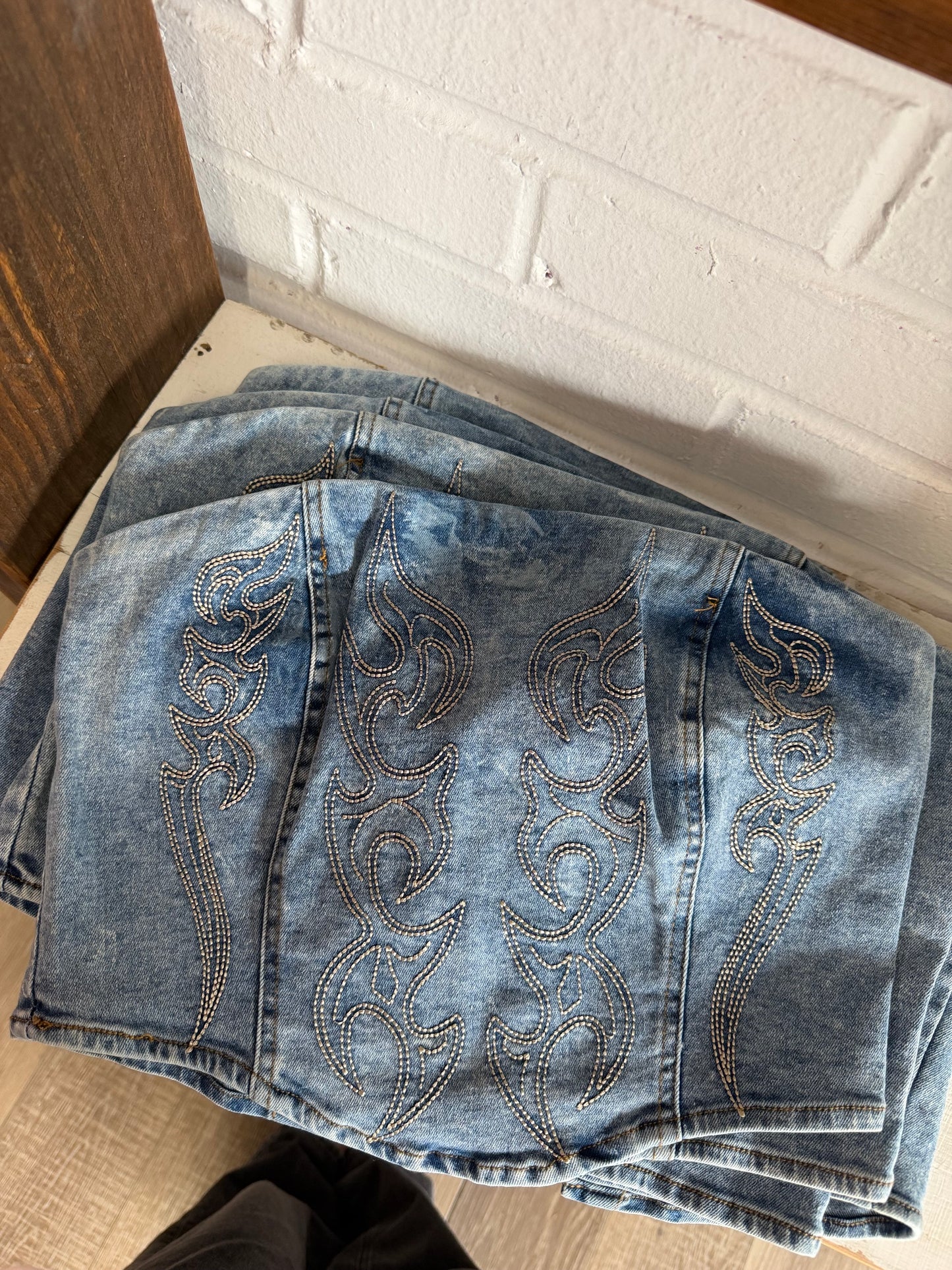 Denim Embroidered Corset