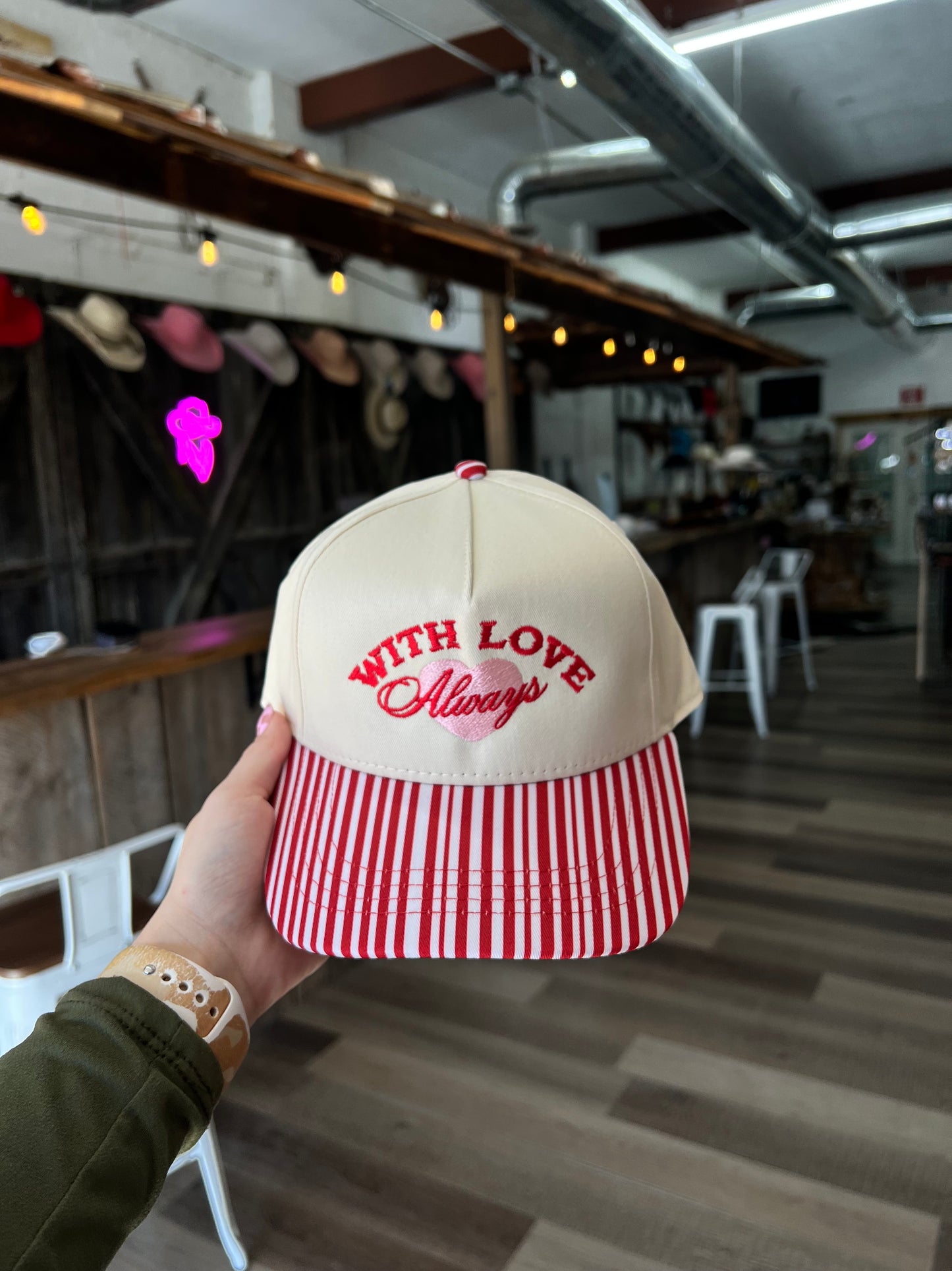 With Love Always Striped Valentines Day Hat