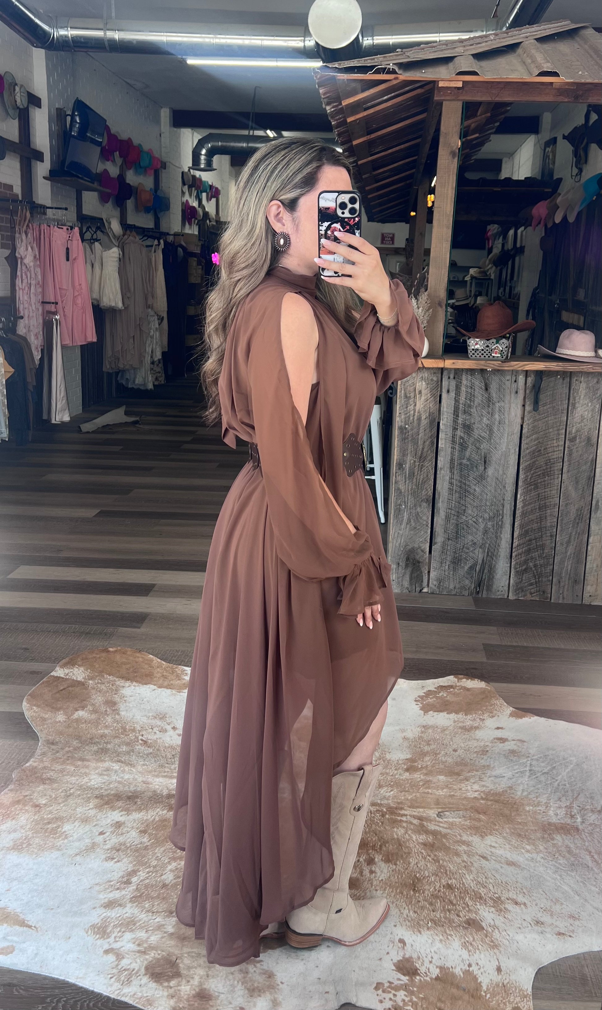 Western Brown Romance Halter Dress – Bandidas Western Co Western Brown Romance Halter Dress – Bandidas Western Co