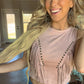 Soft Pink Suede Fringe Top