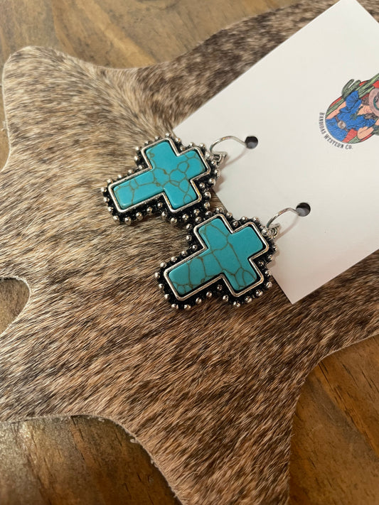 Turquoise Cross earrings