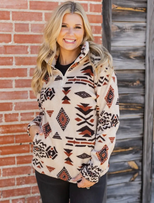 Unisex Western Tribal Sherpa Pullover