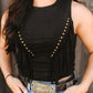 Black Suede Fringe Top